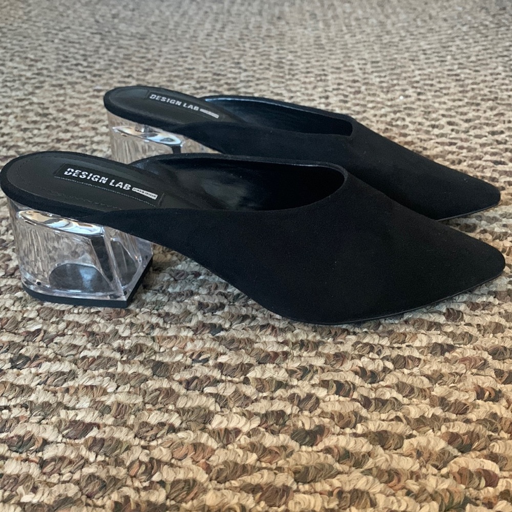 Black Shoes w/ Clear Heels
